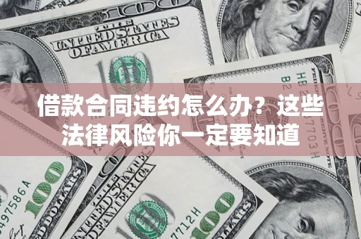 武汉借款合同违约怎么办？这些法律风险你一定要知道