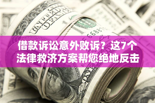 武汉借款诉讼意外败诉？这7个法律救济方案帮您绝地反击！